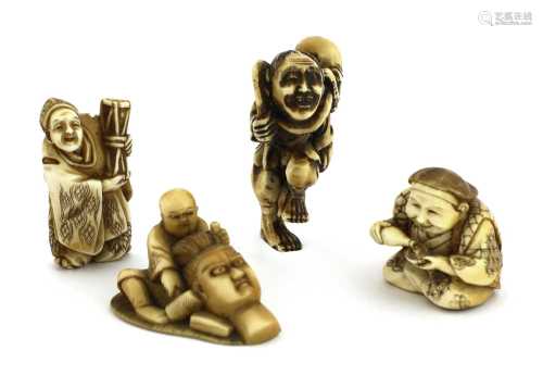 A collection of four Japanese ivory netsuke,