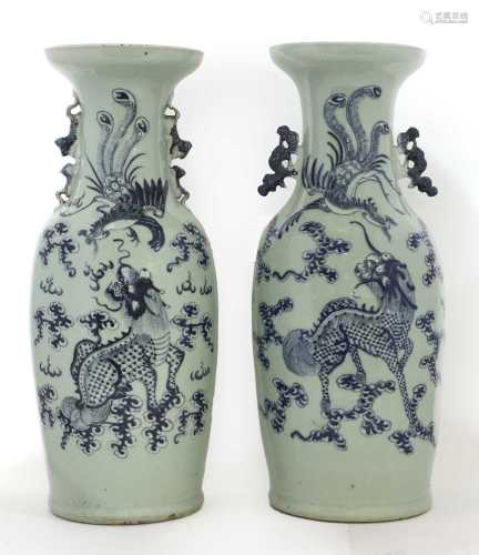 Two Chinese blue and white vases,