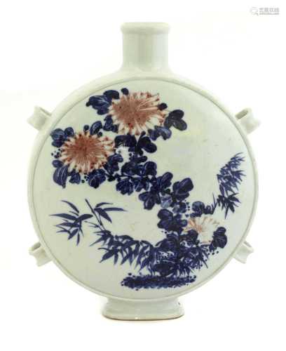 A Chinese blue and white moon flask,