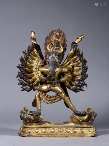 A Chinese Gilding Bronze Yamantaka Statue