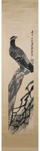 A Chinese Pine and eagle Painting, Qi Baishi Mark