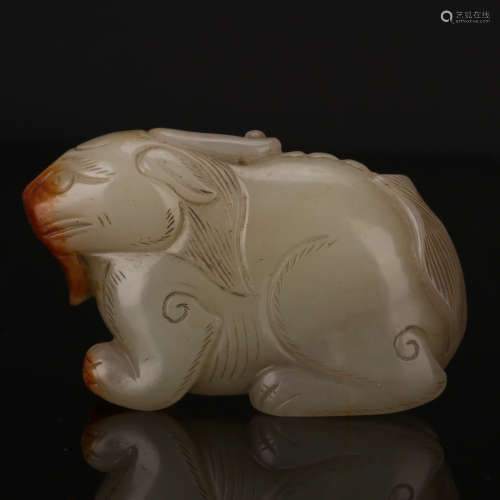 A Chinese White Jade Beast Ornament