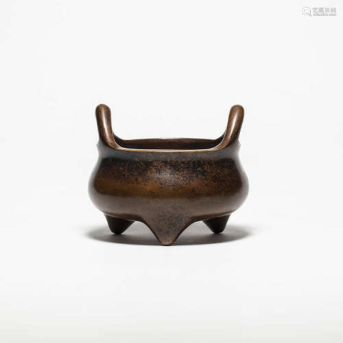 A Chinese Copper Three-legged Incense Burner