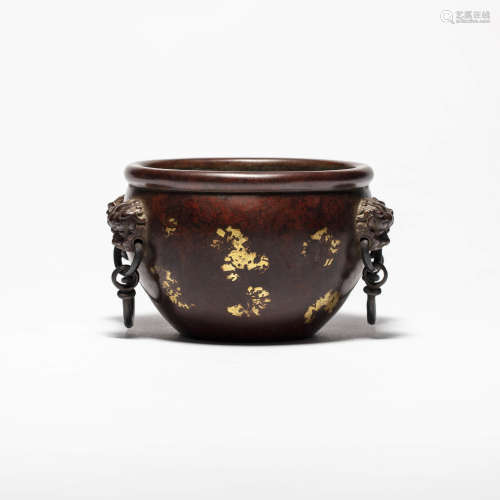 A Chinese movable Ring Zijin copper Incense Burner