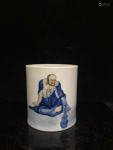 A Chinese Blue and White Flower&Bird Porcelain Brush Pot