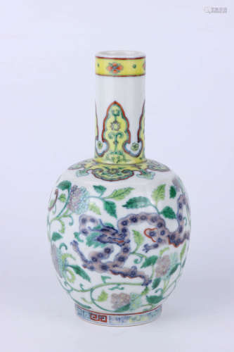 A Chinese doucai “chi dragon” floral decorated porcelain vase