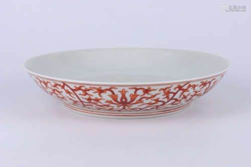 An Chinese iron red wrapped floral Porcelain dish