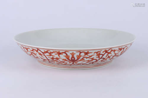 An Chinese iron red wrapped floral Porcelain dish