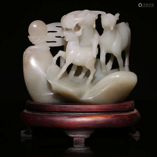 A Chinese Jade Deer Ornament