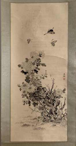 A Chinese Flowers and Butterfly Painting, Song Meiling Mark
