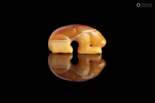 A Chinese Agate Rabbit Ornament