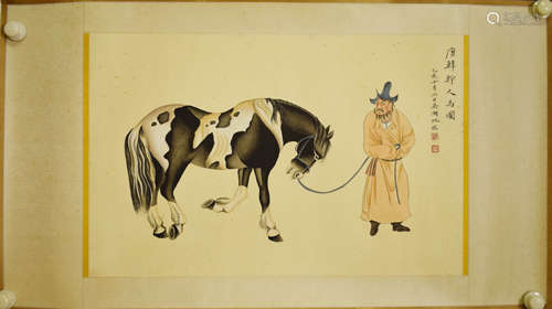 A  Chinese Painting of Horse and Figure, Wu Hufan Mark