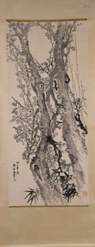 A Chinese plum blossom Painting, He Xiangning Mark