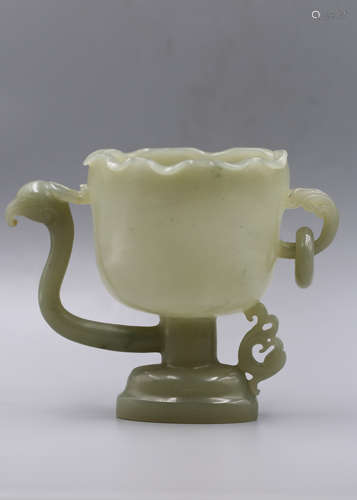 A Chinese celadon jade cup