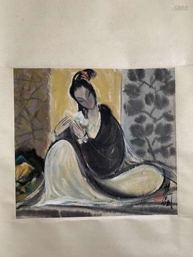A Chinese Figure Painting, Lin Fengmian Mark