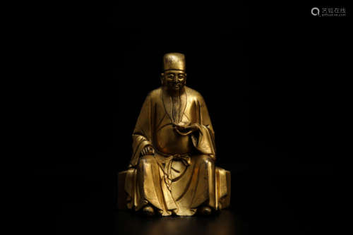 A Chinese Gilded Bronze Arhat Statue