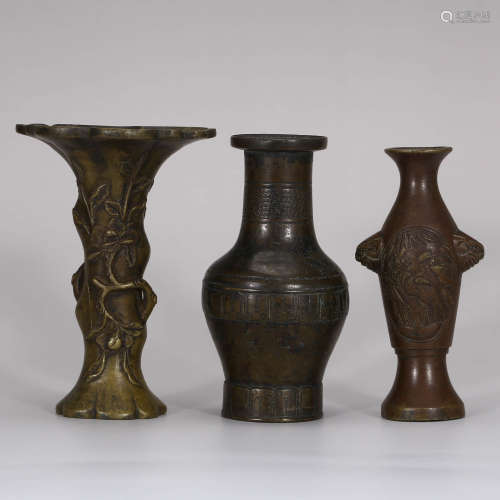 A Set of Chinese Copper Vases, 3pcs