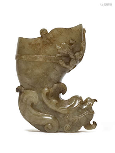 A Chinese Jade Dragon Head Shaped Cup