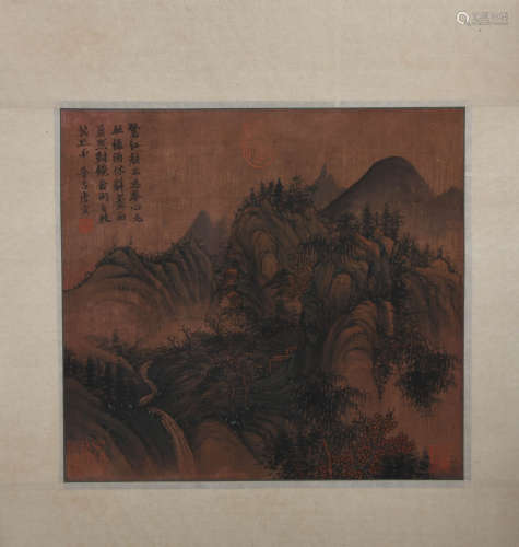 Ming dynasty Tang yin's landscape square painting