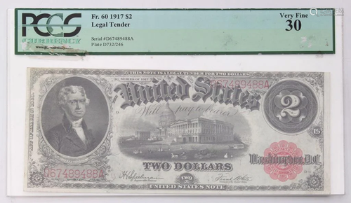 United States 1917 $2 legal tender note