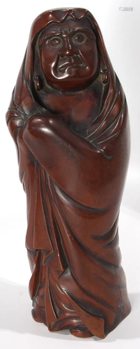 A Chinese Wood Carving of Standing Figure