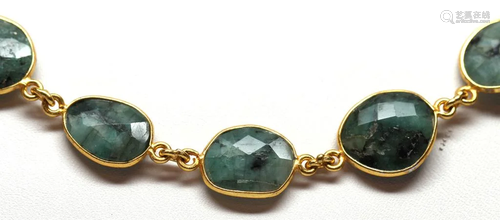 Emerald, silver gilt necklace