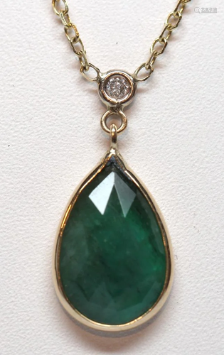 Emerald, diamond, yellow gold necklace