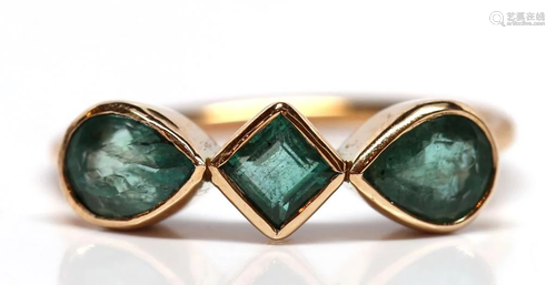 Emerald, 14k yellow gold ring