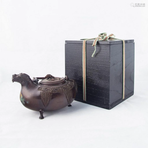 A Chinese Bronze Tripod Teapot