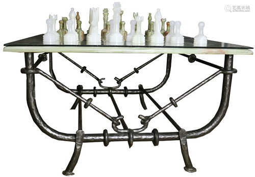 A Diego Giacometti style chess table