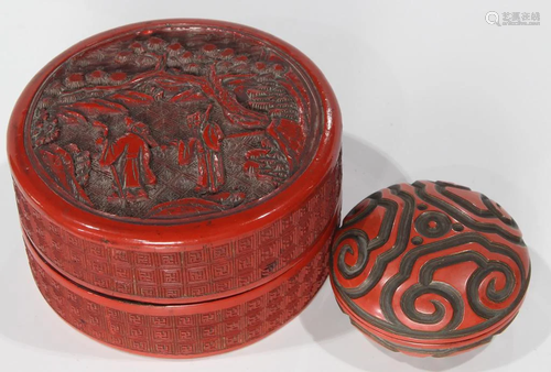 (Lot of 2) Two Chinese Lacquer Circular B…