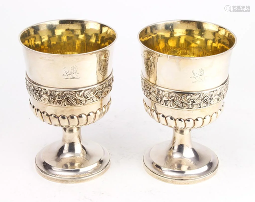 A pair of George III sterling silver goblets