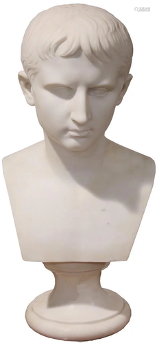 A Classical marble bust of Agustus Caesar