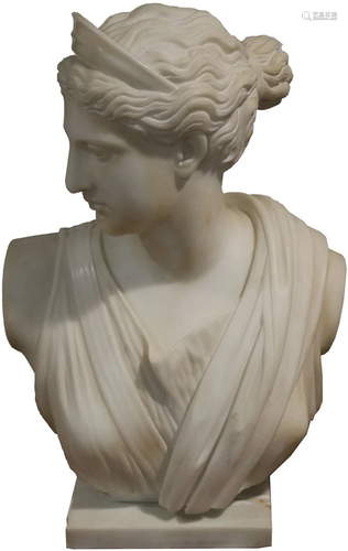 A carved marble sculpture of Diana The Hu…