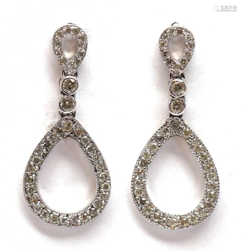 Diamond, 18k white gold earrings