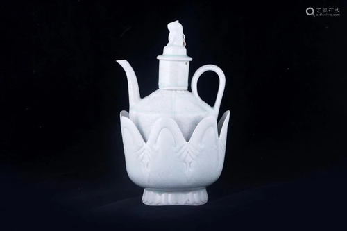 A Chinese White Crackle Glazed Teapot