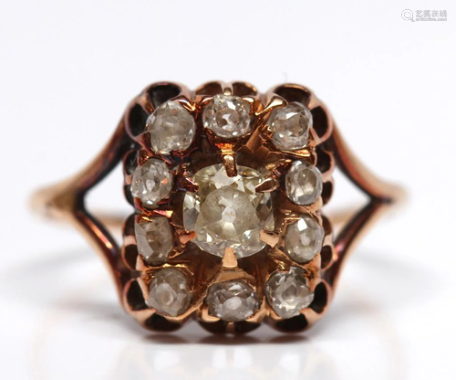 Diamond, 9k rose gold ring