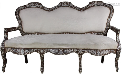 A Moroccan inlaid settee