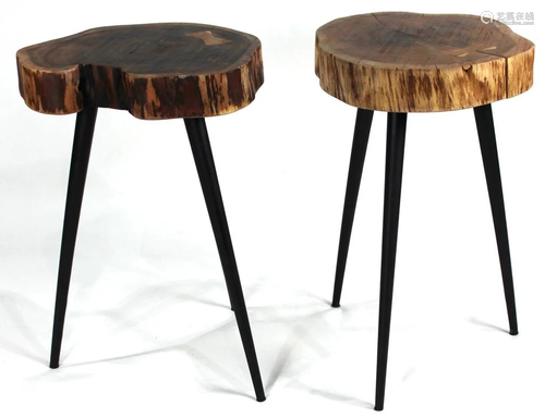 A pair of free edge occasional tables