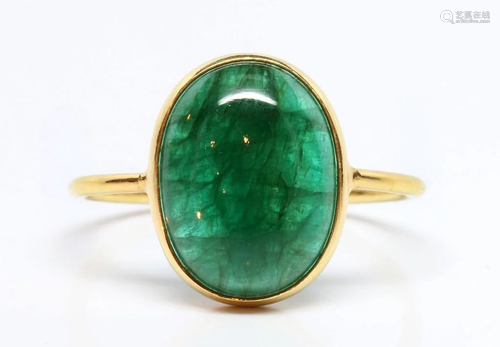 Emerald, 18k yellow gold ring