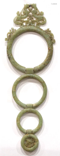 A Chinese circular hardstone Hanging Carving