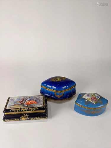 Sevres style porcelain lidded boxes