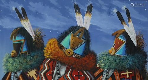 Painting, Yei Bi Chi, Navajo Dancers