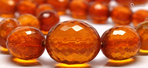 Amber bead, metal necklace