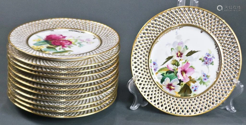 A set of Continental porcelain botanical dessert…