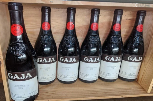 (lot of 6) 1978 Gaja Barbaresco, each 75…