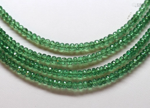 Tsavorite bead, silver multi-strand necklace