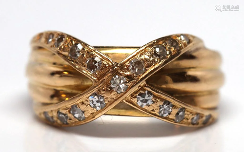 Diamond, 18k yellow gold ring