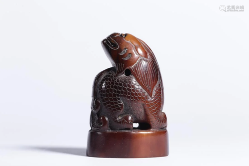 CHINESE OXHORN CARVING OF 'PIXIU' SEAL