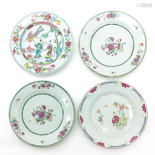 A Collection of 4 Famille Rose Plates